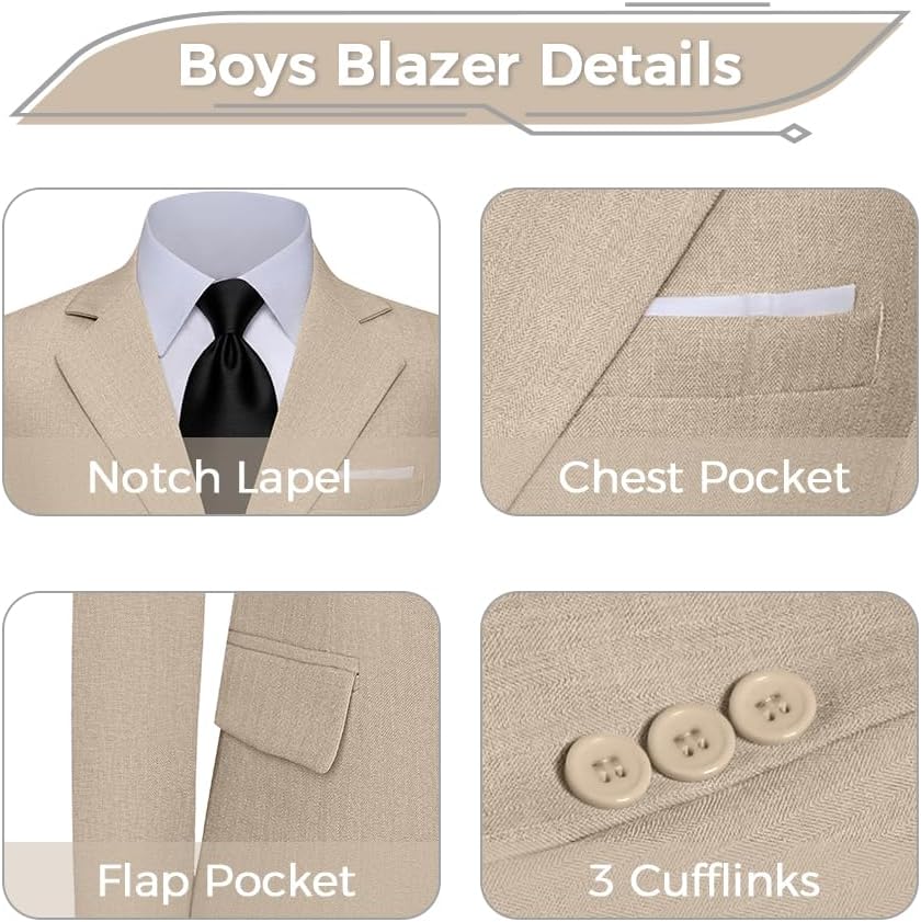Blazer for Boys Suit Jackets Casual 2 Buttons Boy Sport Coat Kids Blazer for Boys Formal Jacket for School - Image 3