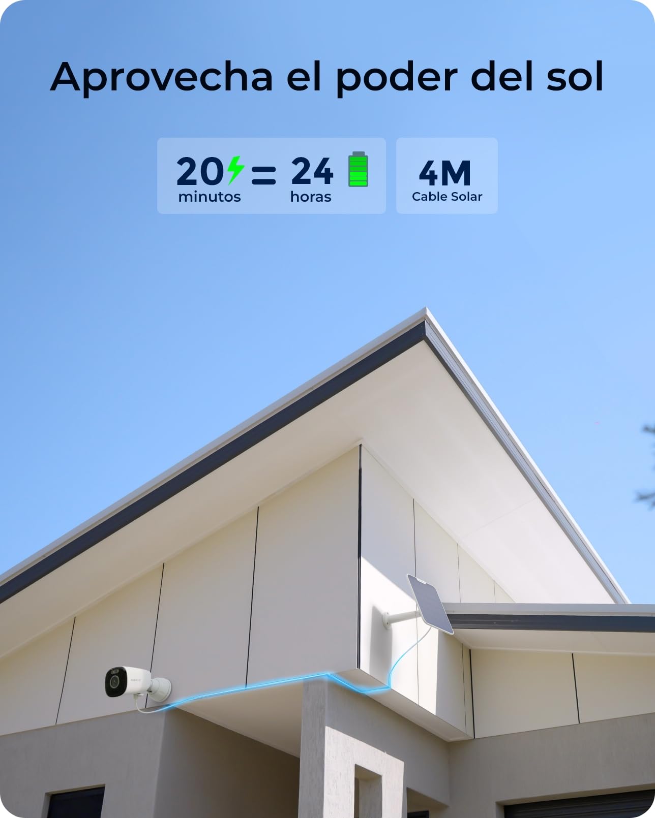 Reolink 4K 8MP Camara Vigilancia WiFi Exterior Bateria, Audio Bidireccional | Camera de Vigilancia sin Cables, Almacenamiento MicroSD/Nube, Detección & Alarma Instantánea, Argus Eco Ultra con Panel Solar