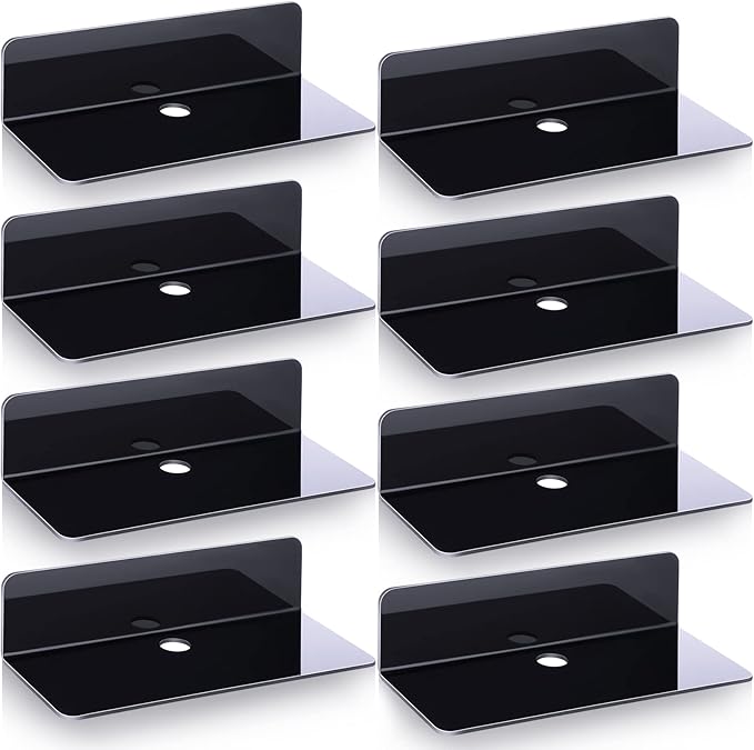 8 Pieces 9 Inch Acrylic Floating Shelves Small Wall Mounted