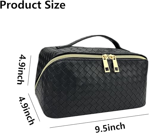 Miniatura 2 de CHICREEN Bolsa de maquillaje Bolsa de cosméticos Bolsa de maquillaje de viaje con divisores ajustables, portátil, de piel sintética, impermeable,