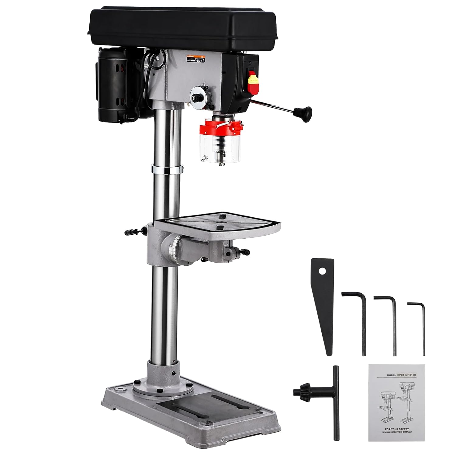 13 inch Benchtop Drill Press with 7.5 Amp 120V Induction Motor, 288-3084 RPM Variable Speed, 0-45° Tilting 10x10" Worktable, Durable Cast Iron Tabletop Drilling Machine for Wood and Metal13 inch Bench