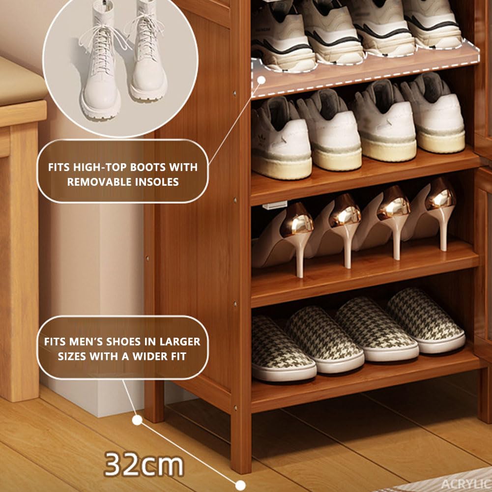 Scarpiera in bambù verticale con 4 ripiani per corridoio e ingresso, scaffale compatto per scarpe, design salvaspazio