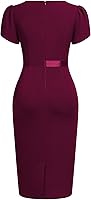 Vista 4 de AISIZE Elegante vestido de tubo de cóctel con mangas abullonadas y cuello para mujer