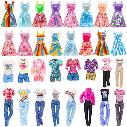 Festfun 10 Vêtements Fashionistas de Poupée 5 Vêtements Chics (5 Tops + 5 Pantalons) + 5 Robes Belles pour Poupée Fille de 11,5 Pouce