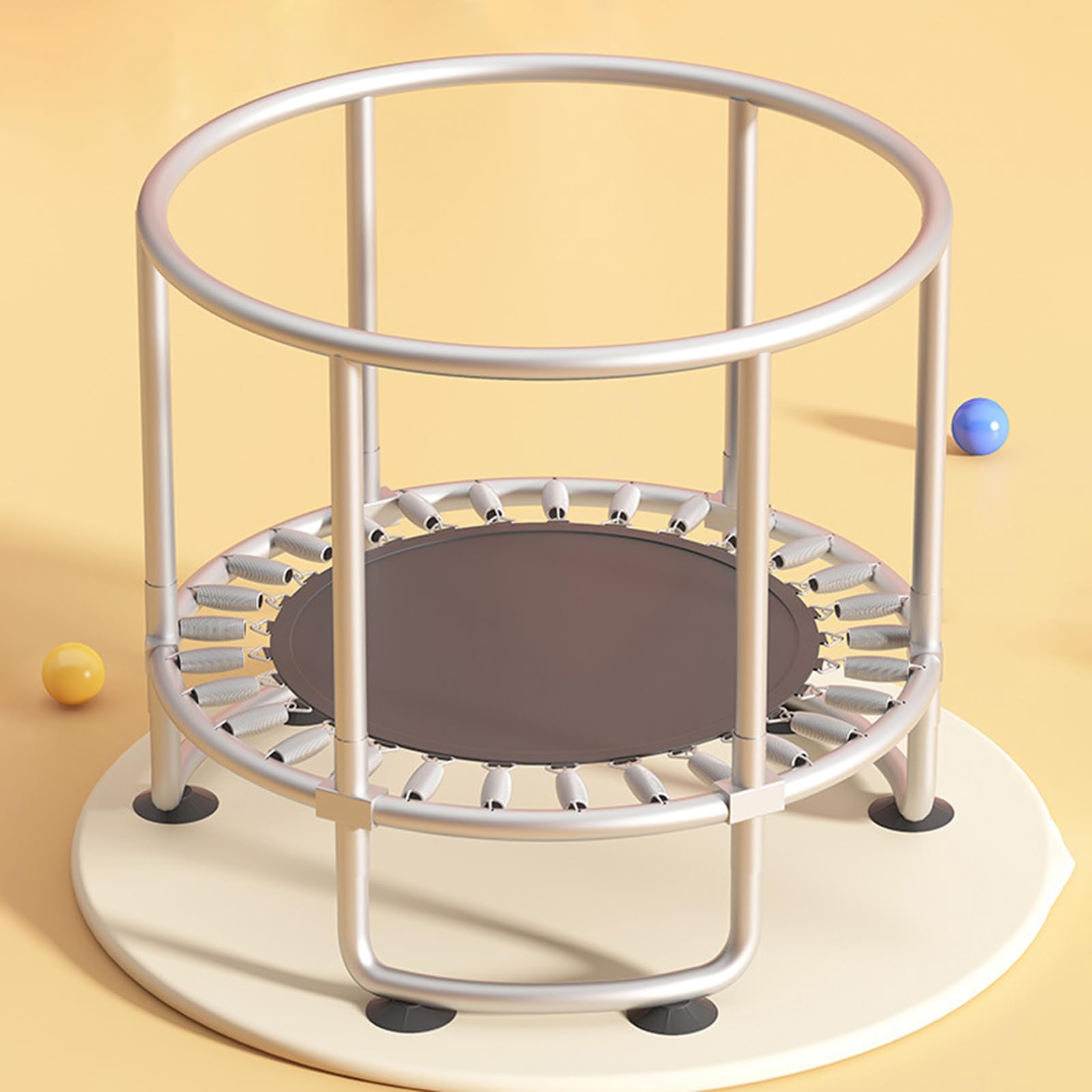 Trampolino per bambini, trampolino regolabile per bambini con rete di recinzione, trampolino per bambini con canestro da basket altalena e palline oceaniche, trampolino per interni ed esterni per