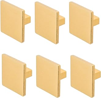 Decoranddecor Calla Square Cabinet Knob Door Pull Handle Kitchen Cupboard Furniture Drawer (6 Pack, Matt Gold)