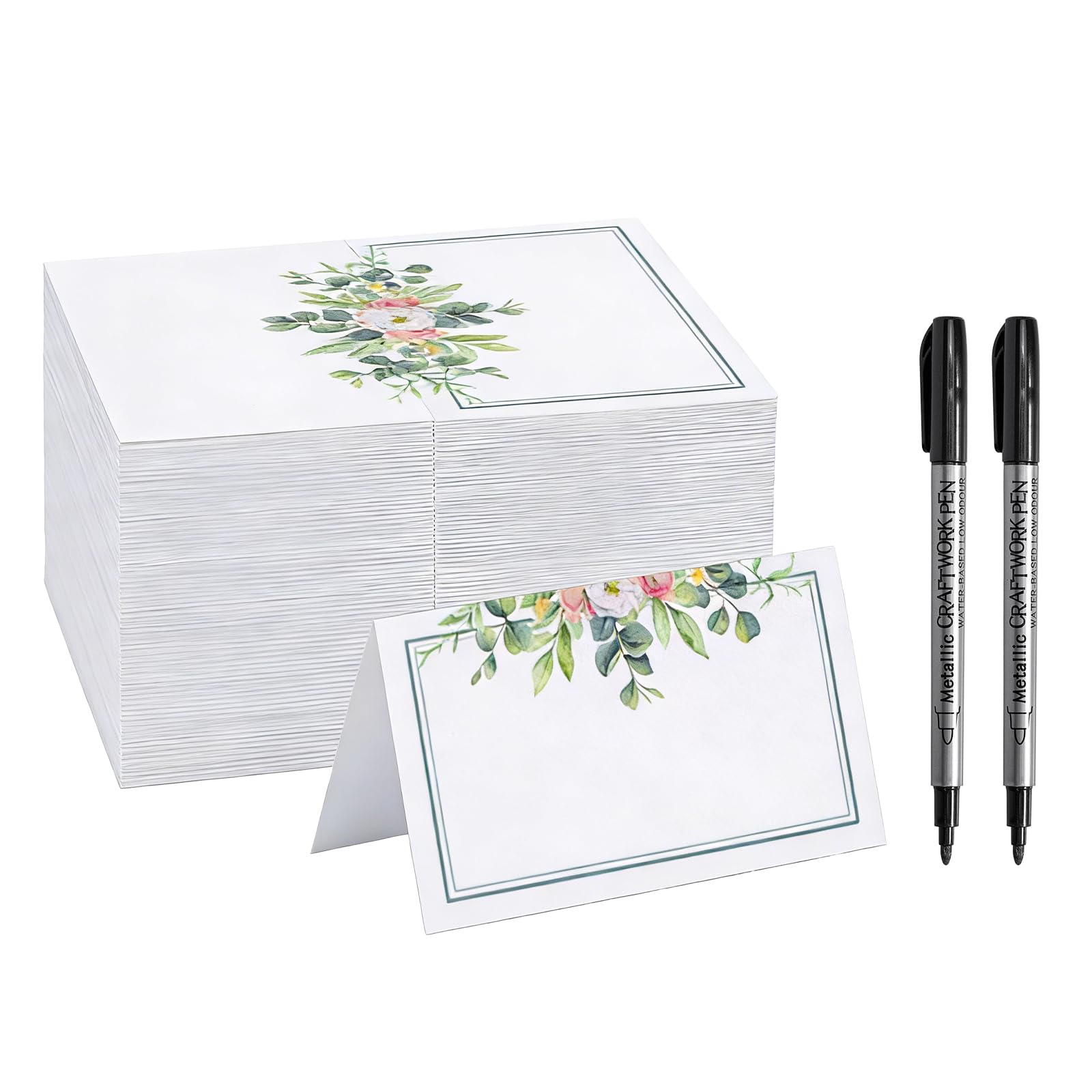 60 Stück Tischkarten Hochzeit Und 2 Stück Stift, Blattmuster Platzkarten, Tischkärtchen Geeignet Für Anlässe Wie Hochzeiten, Geburtstage, Taufen Und Valentinstag