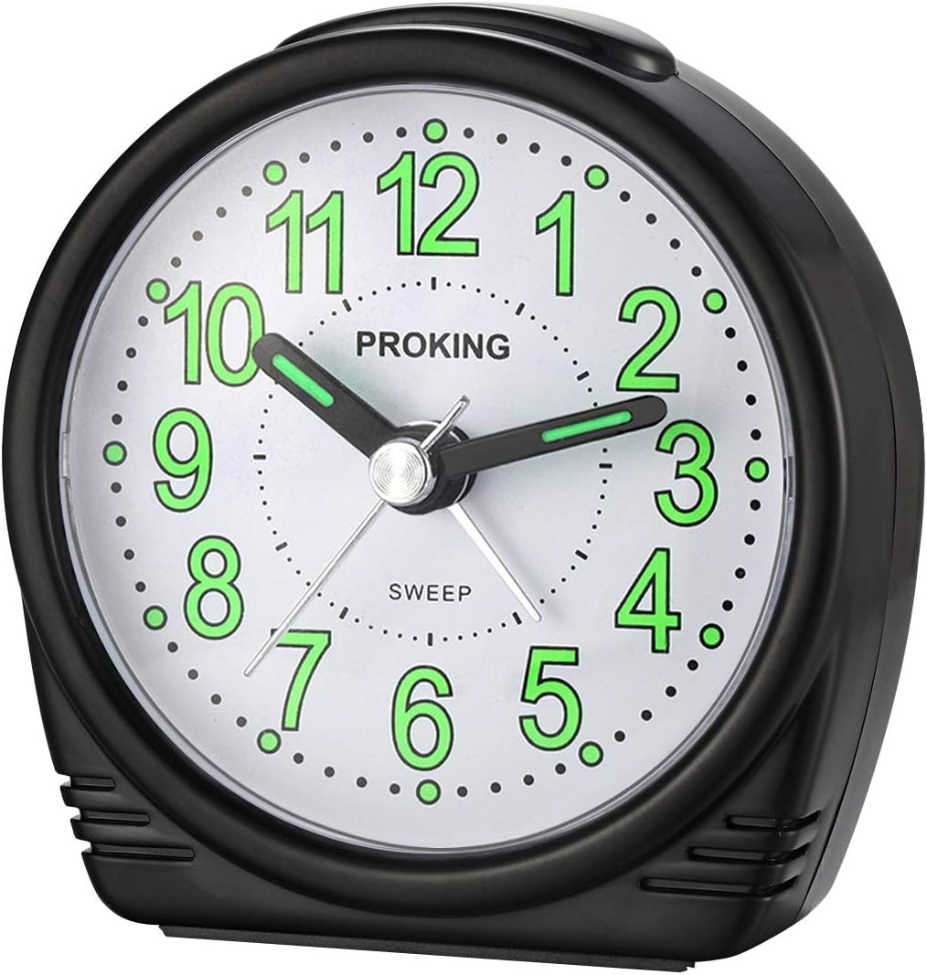 PINGHE Alarm Clock,Silent NoTicking Bedside Analog Alarm