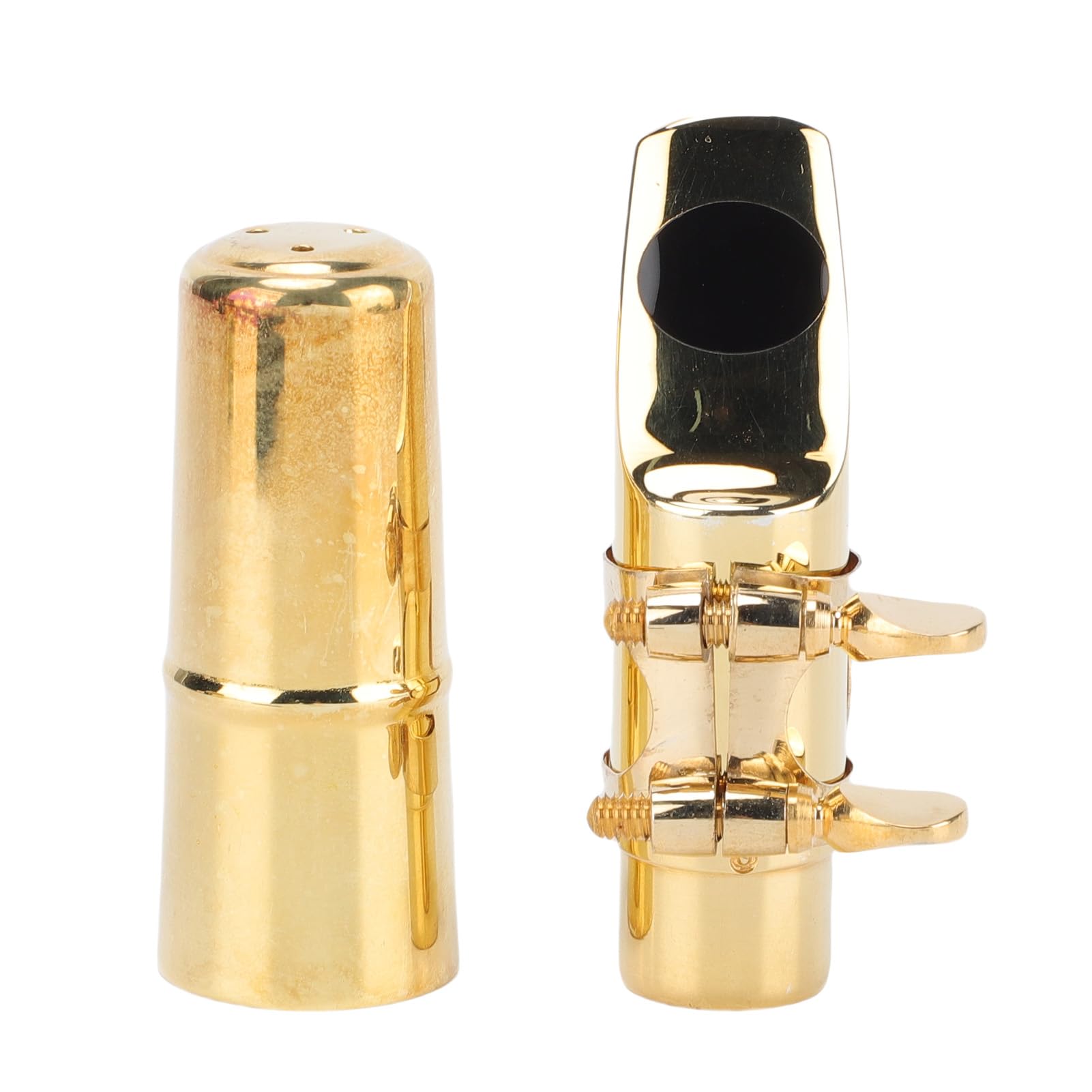 Bocchino Sassofono Soprano Set, Bocchino Saxofono Sax di Ottone con Cuscinetto di Ligatura del Cappuccio per Prestazioni 5#