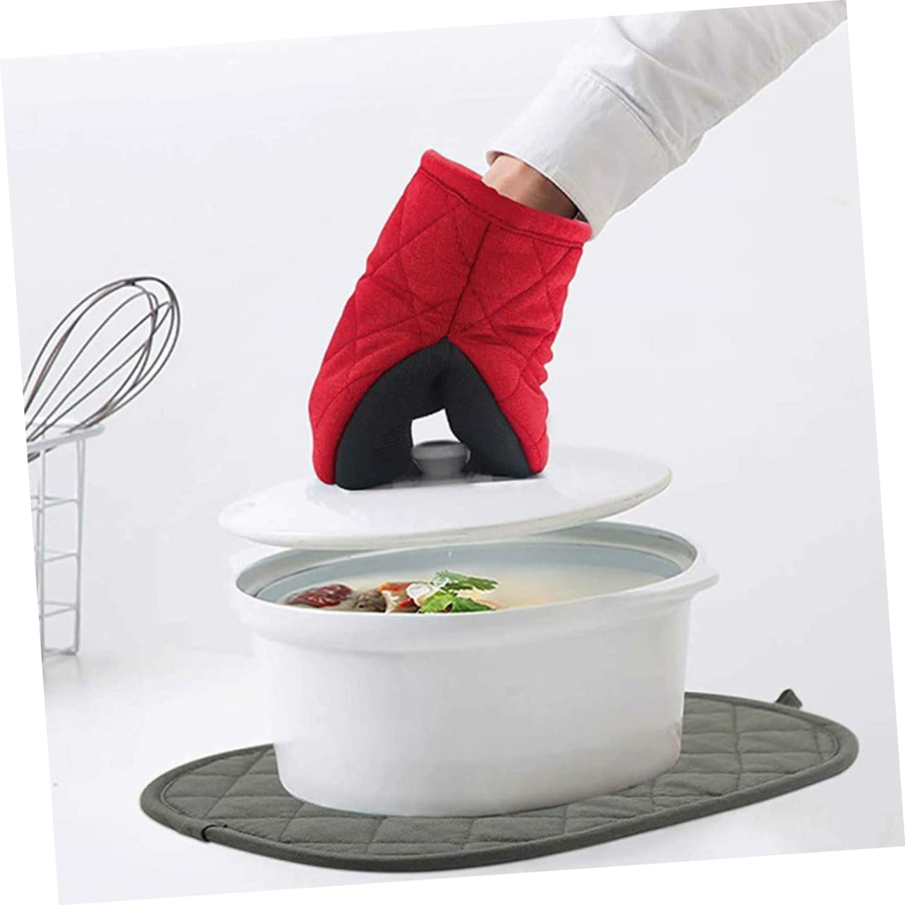 Moufles Cuisine pour Four Résistants Chaleur en Coton Polyester Facile d'entretien pour Cuisson et Pâtisserie
