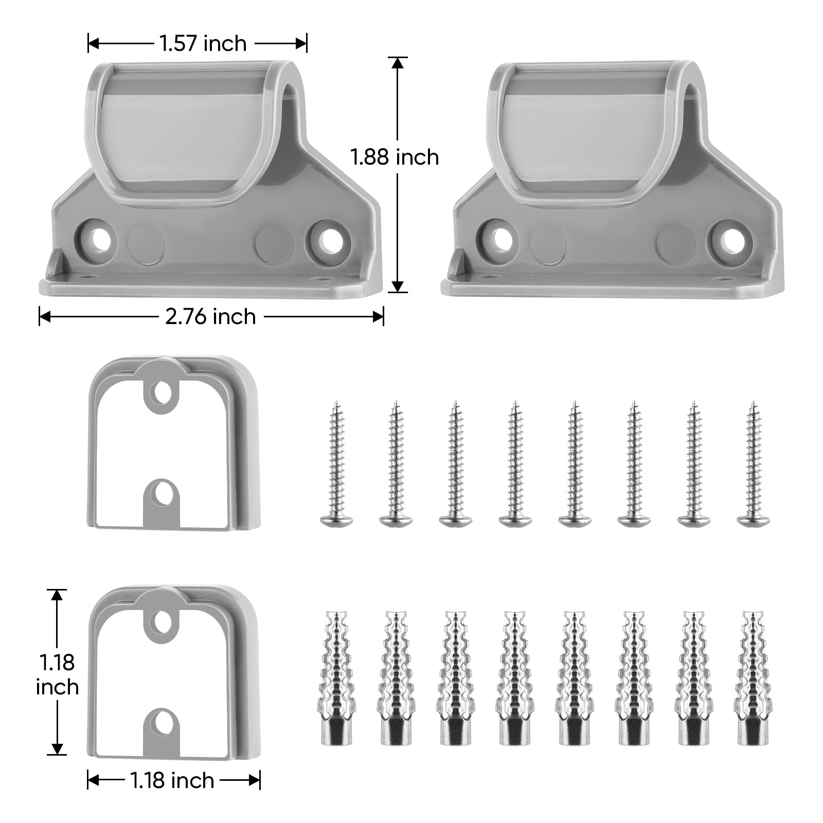 Retractable Baby Gate Replacement Parts Kit, Pet Gate Full Set Wall Mounting Hardware with Brackets Anchors and Screws(Grey) - Image 3