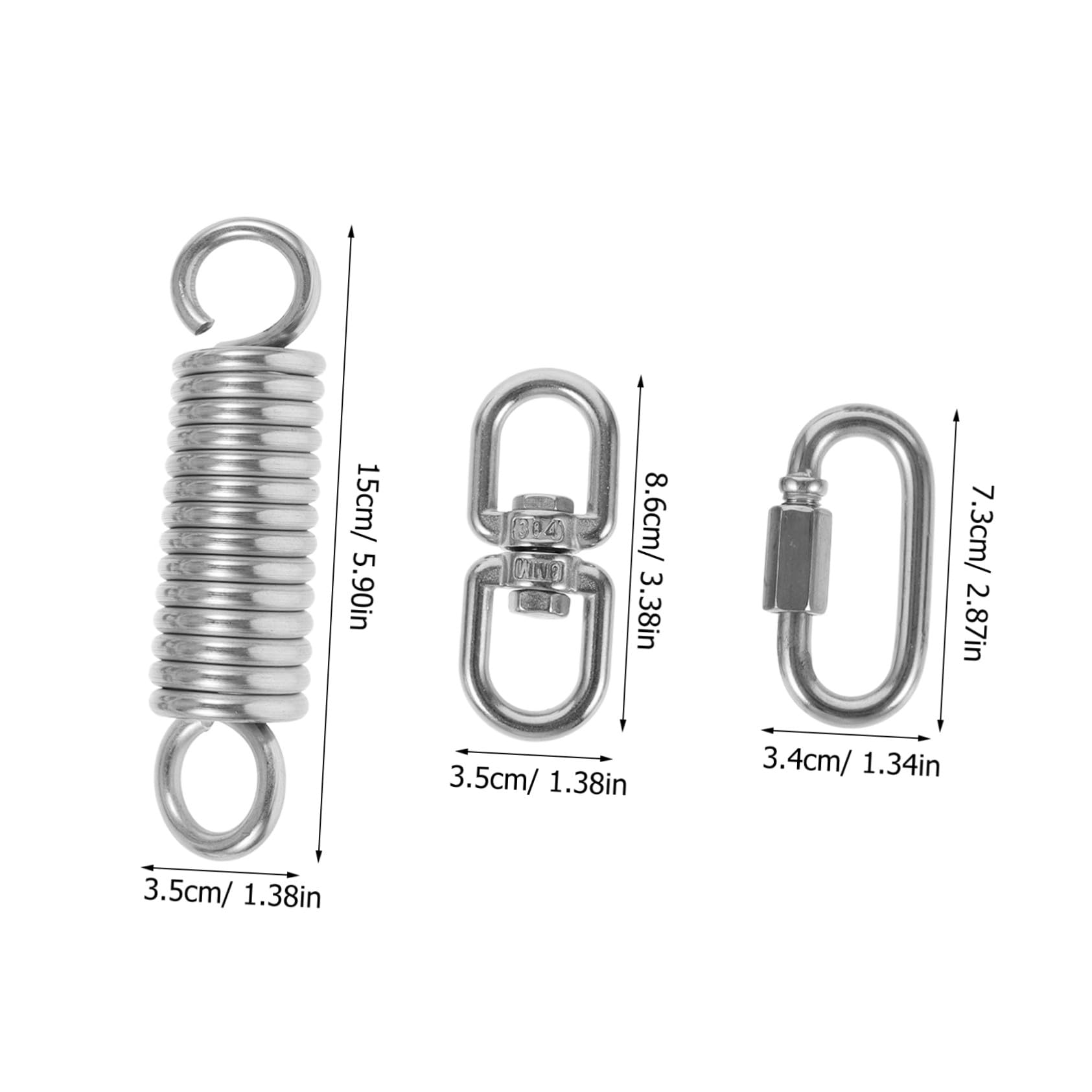 Kit de Resortes para Columpio de Porche Juego de Muelles Metálicos Resistentes para Hamacas y Sillas Colgantes Accesorio Pesado para Fijación Segura Exteriores