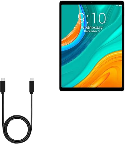 BoxWave Cable Compatible with Chuwi HiPad Plus - DirectSync PD Cable (3ft) - USB-C to USB-C (100W), Type C Braided 3ft Charge and Sync Cable - Jet
