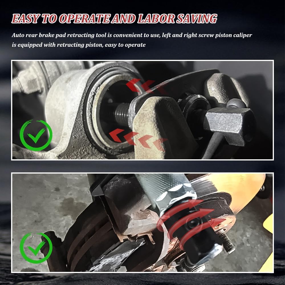 Car Brake Piston Wind Back Tool, Brake Caliper Piston Rewind Tool, Auto Rear Brake Pad Wind Back Tool for Replacement of Rear Brake Pad