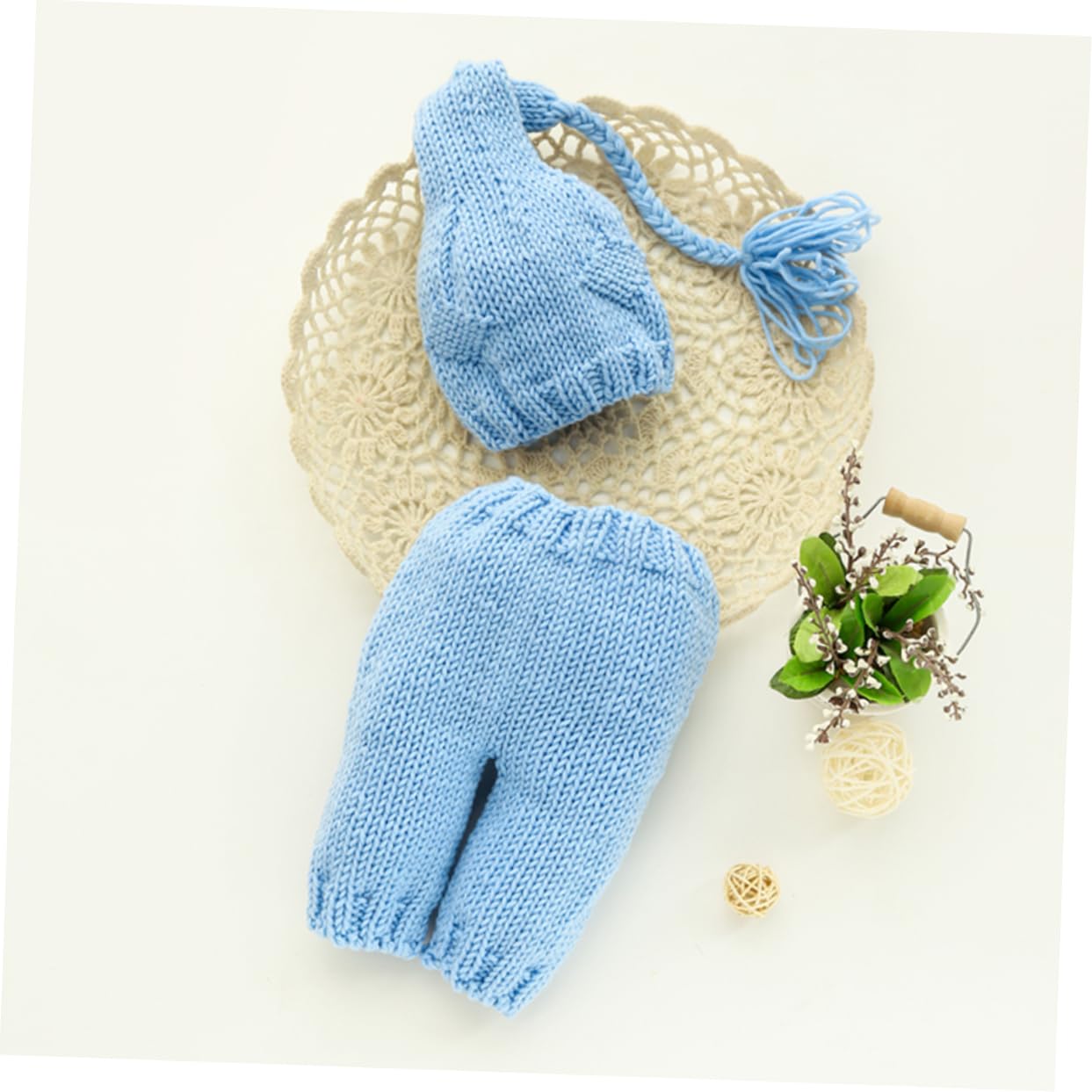 Artibetter 3piezas De Sombrero De Flecos para Bebés Traje De Fotografía De Recién Nacido Mano Ropa Tejida