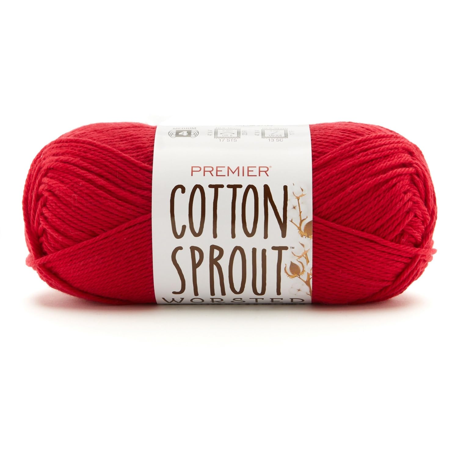 Cotton Sprout Worsted Premier Yarn rouge fil à tricoter en coton doux