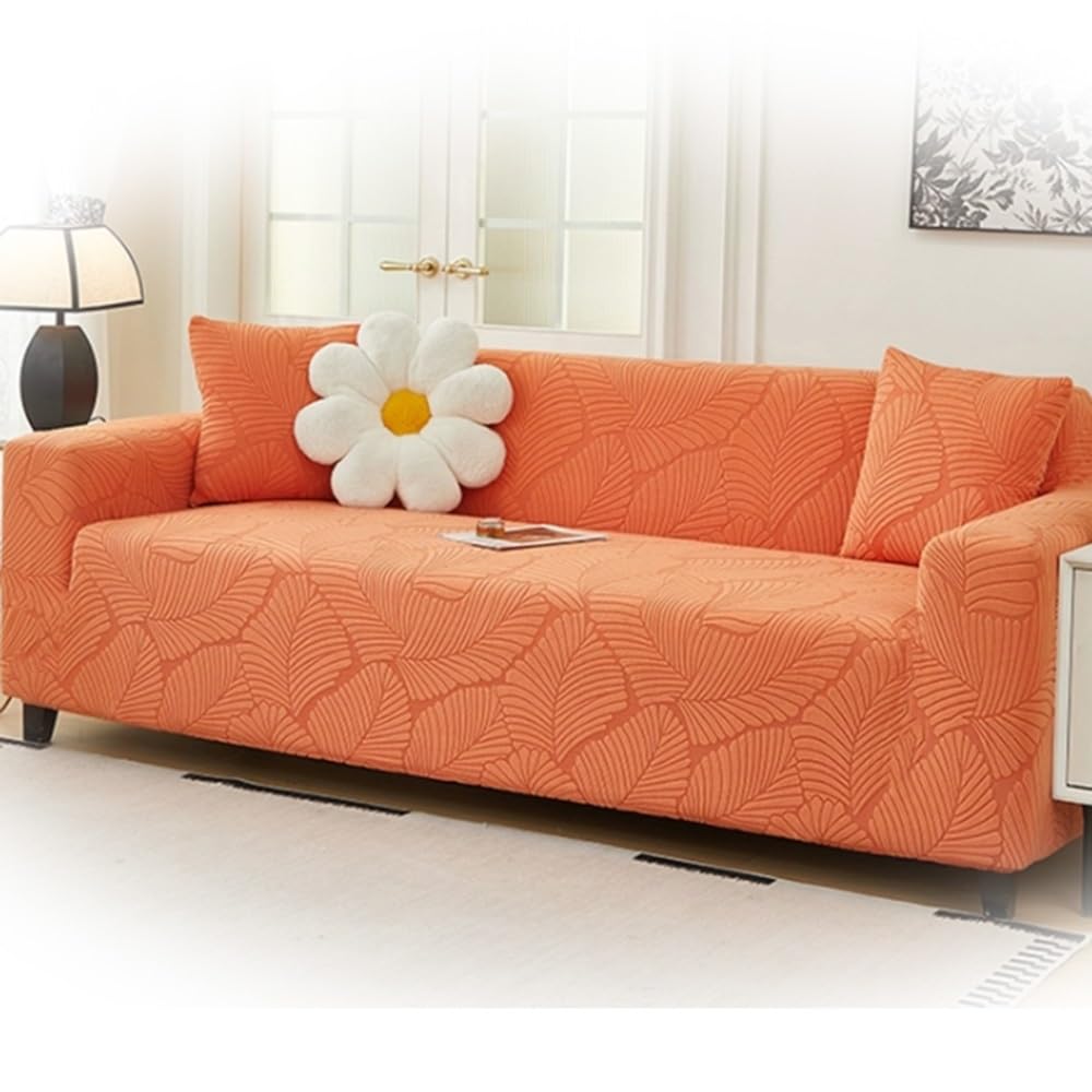 Housse Canape Extensible Housse De Canapé 2 Places Couvre Canapé en Forme De L, Housse De Chaise Antidérapant Housses De Canapé pour Chats Et Chiens(Orange,Left Recliner)