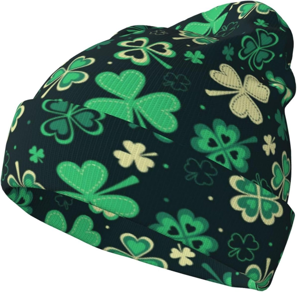 St. Patrick's Green Plaid Knit Beanie Hats for Women Men Shamrocks Cap Soft Winter Hat Warm Breathable Everyday Style