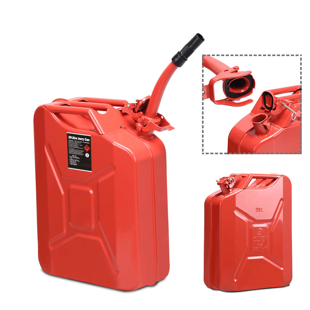Goplus 20 Liter (5 Gallon) Jerry Fuel Can with Flexible Spout, Portable