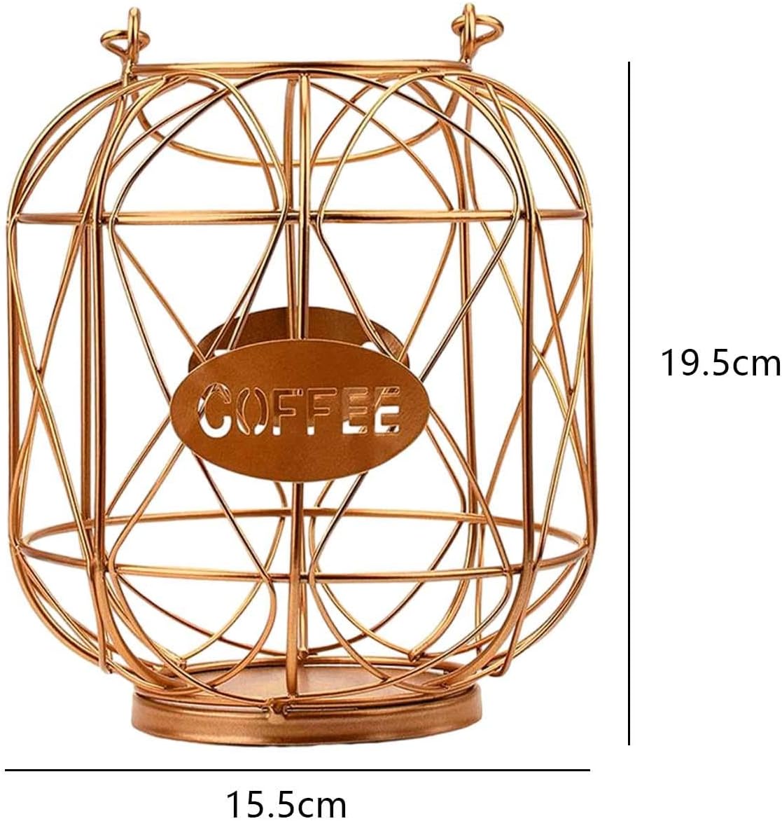 Coffee Pod Holder Coffee Pod Basket Freestanding Iron with Handle Organizer Coffee Pod Container for Hotel Kitchen Countertop, Rose Gold
