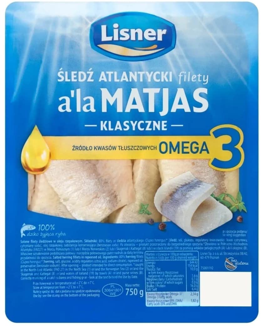 220 G FILETE DE ARENQUE EN ACEITE CLASIC A LA MATJAS LISNER - CAJA DE 12 UND