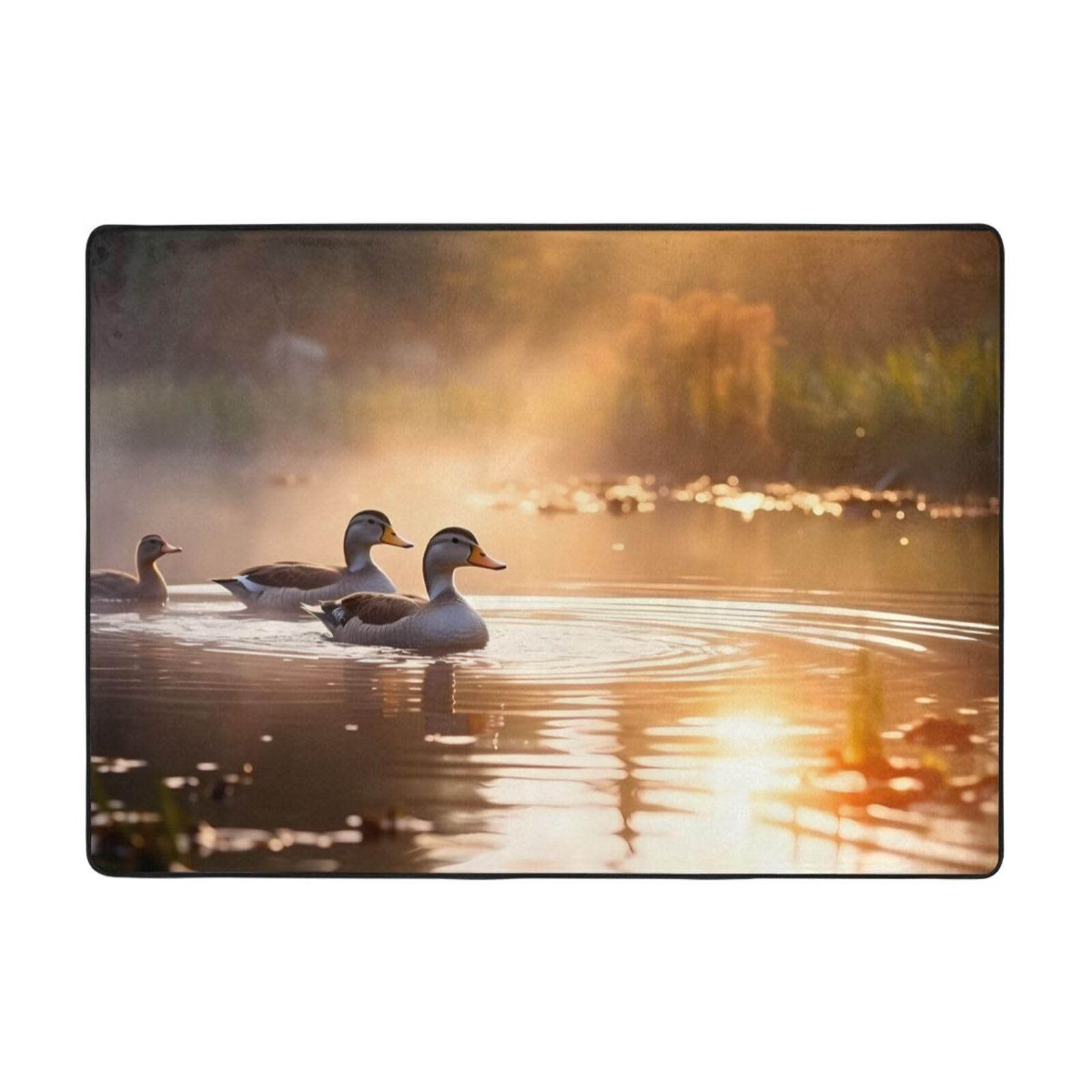 Tapis de salon canards colverts 203 cm aux finitions soignées et texture premium