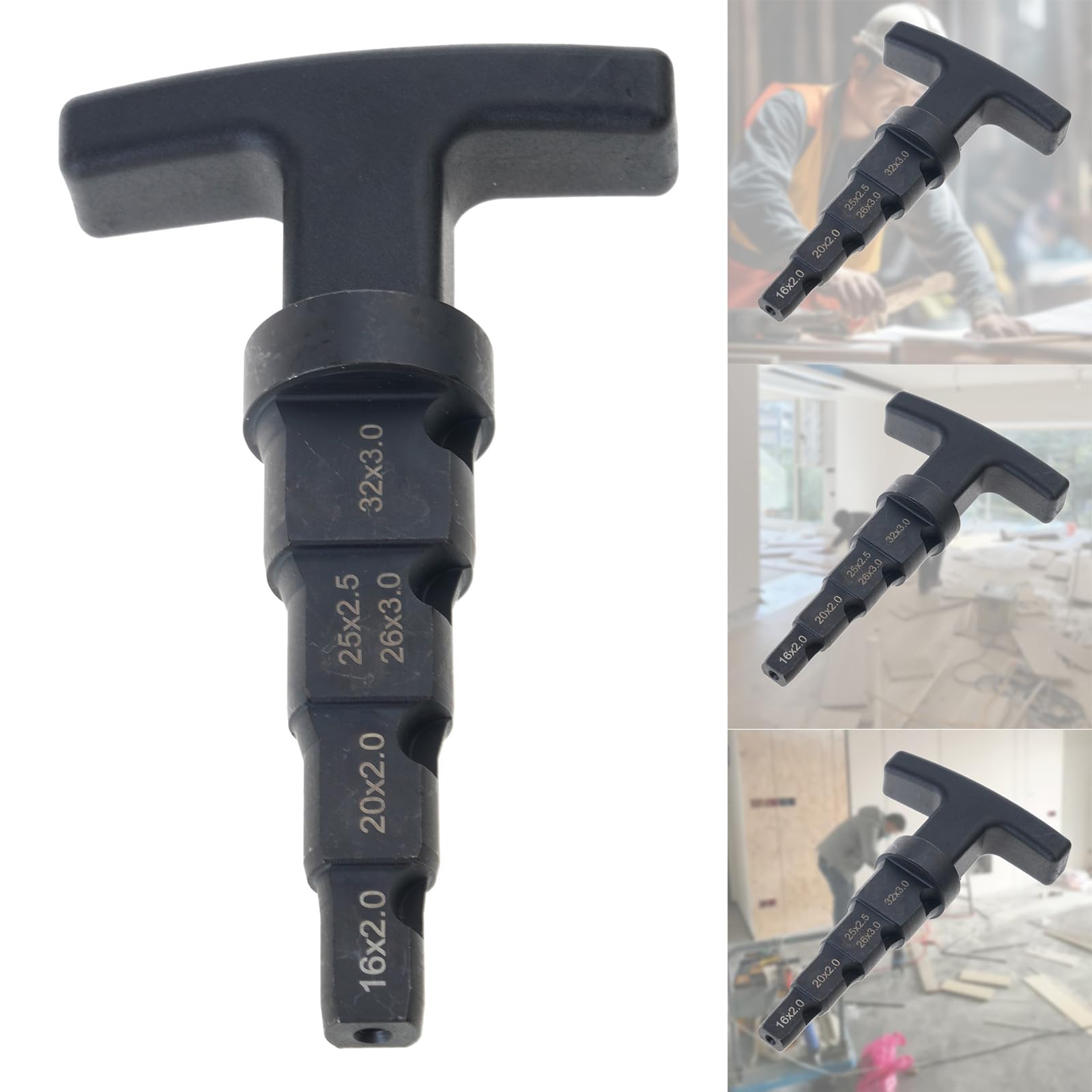 Strumento di sbavatura per tubi interni, cricchetto multistrato 4 in 1 con alesatore di calibrazione rotante per metallo da 16-32 mm, svasatore professionale per sanitari