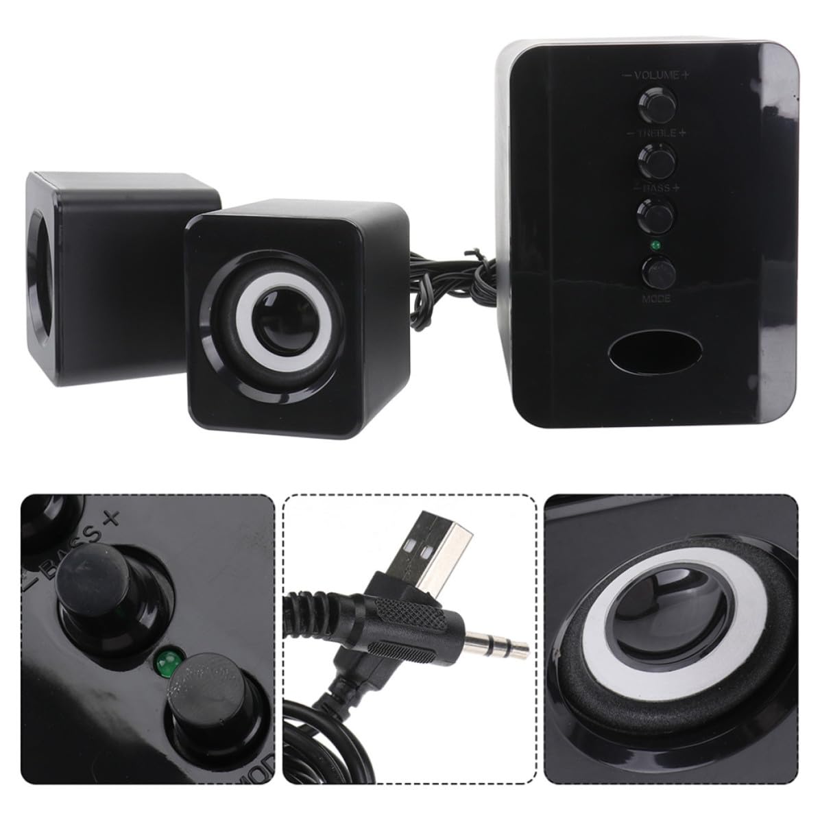 Altoparlante Compatto USB per Computer e Telefono Nero in Plastica Interfaccia Audio 3.5mm e Alimentazione Dc5v per Ufficio e Desktop Colore Casuale