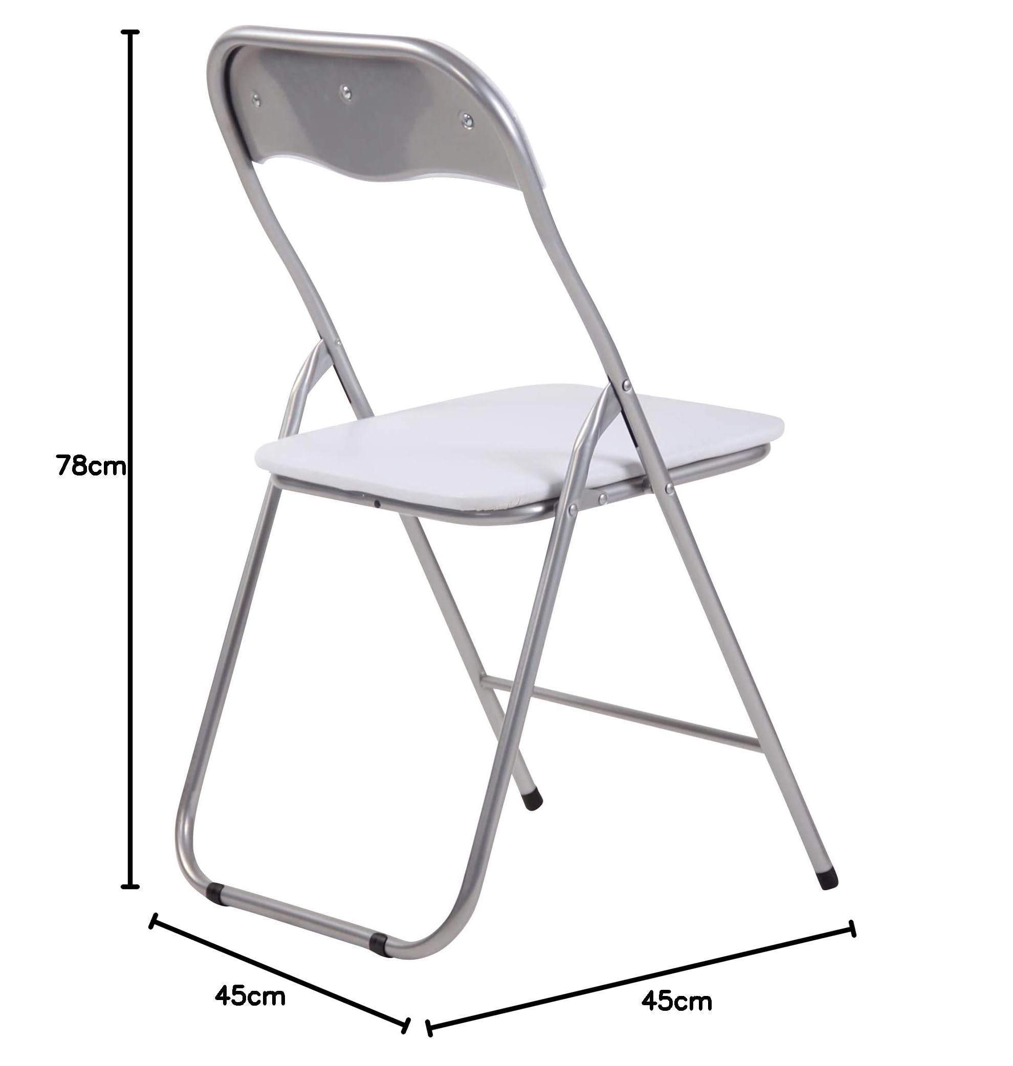CLP Set 2 Sedie Pieghevoli Felix In Plastica (PVC) I Sedie Salvaspazio Telaio In Metallo E Seduta Imbottita I Sedie Riunioni Ospiti Chiudibili Colore:bianco/argento