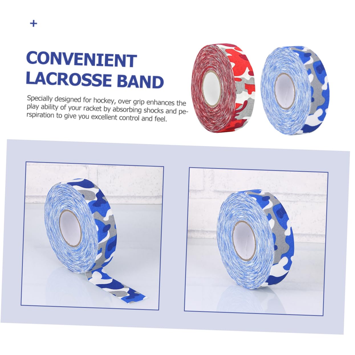 BRIGHTFUFU 2pcs Professional Hockey Bands Wear-resistant Portable Grip Tape for Ice Hockey Sports Moisture-removing Cloth Reusable for Athletes