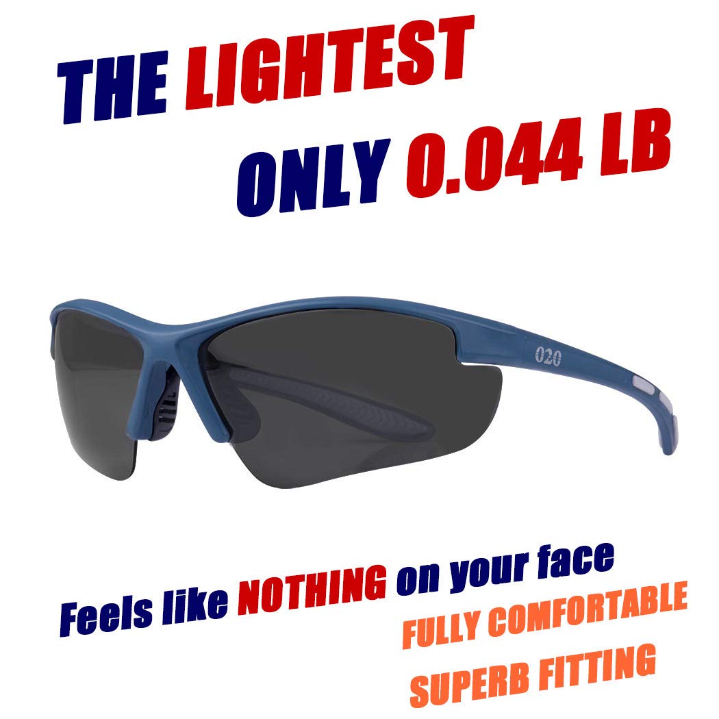 O2O Gafas de sol deportivas polarizadas para hombre y mujer, adolescentes, ciclismo, golf, béisbol, ciclismo, pesca, correr, unisex, adulto, azul, mediano