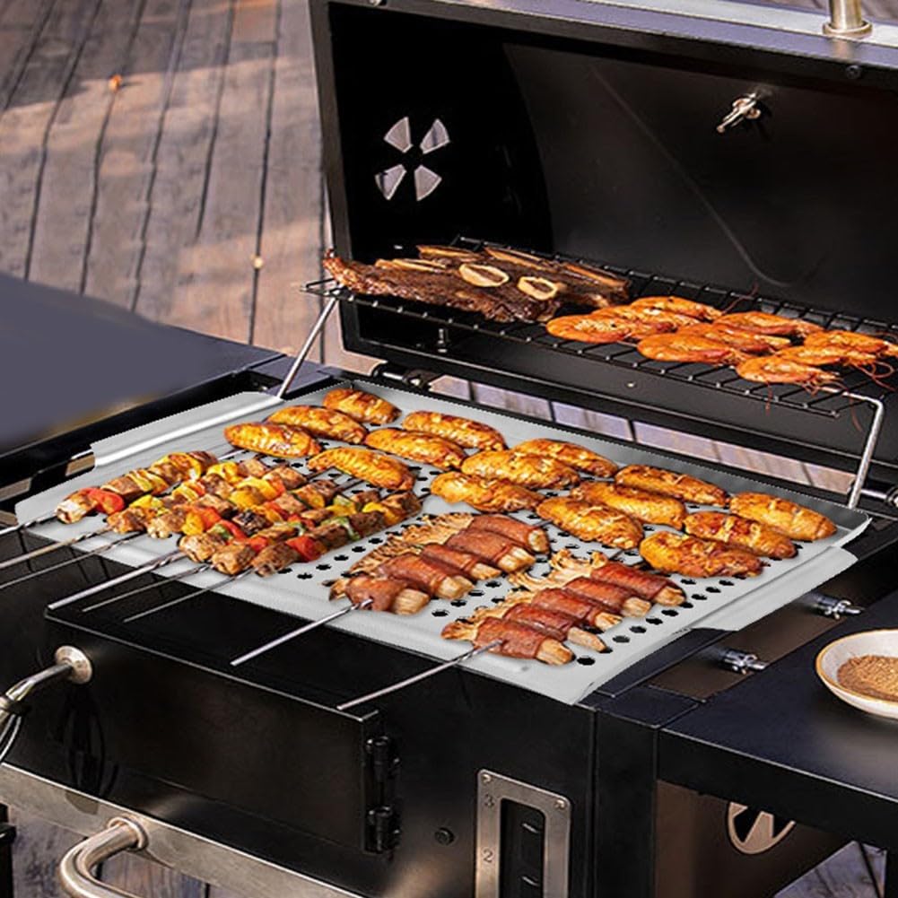 Griglia in acciaio inossidabile, vassoio perforato per barbecue con drenaggio del grasso per piccoli alimenti, cestino per grigliare verdure, accessorio elettrico per griglia a carbone per pentole da