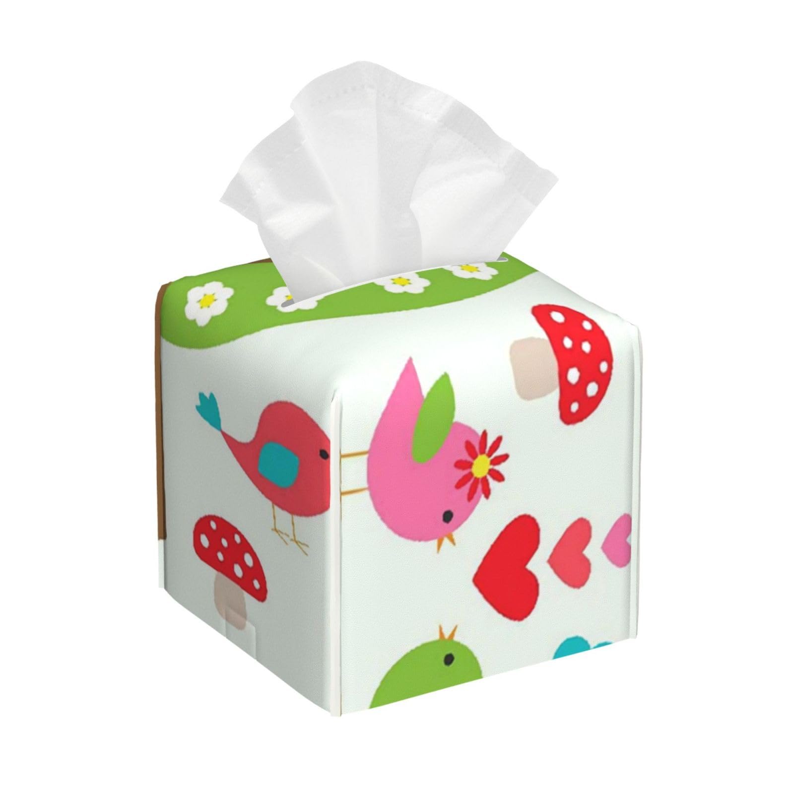 Birds and Owls in Spring PVC Cube Tissue Pack for Home Office Bathroom Use