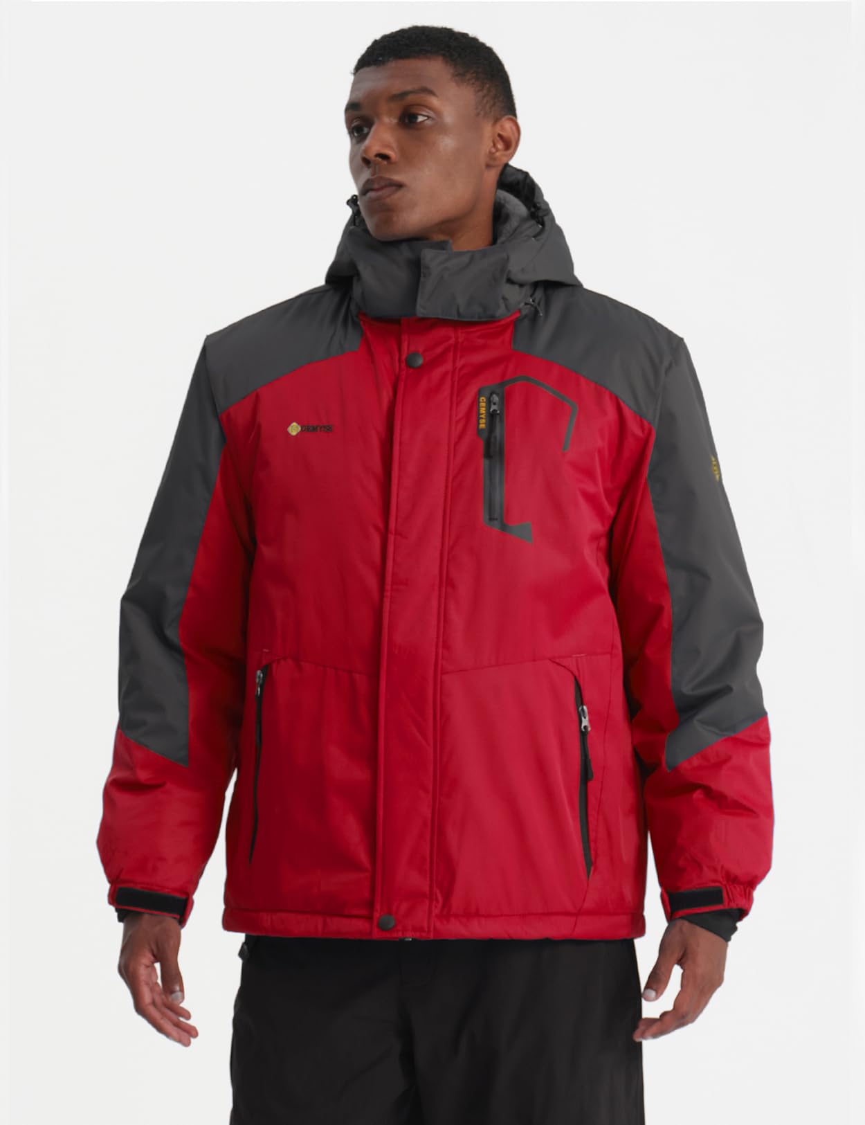 GEMYSE Uomo Giacca da Sci impermeabile montagna Giacche Pile invernale antivento Cappotto con Cappuccio