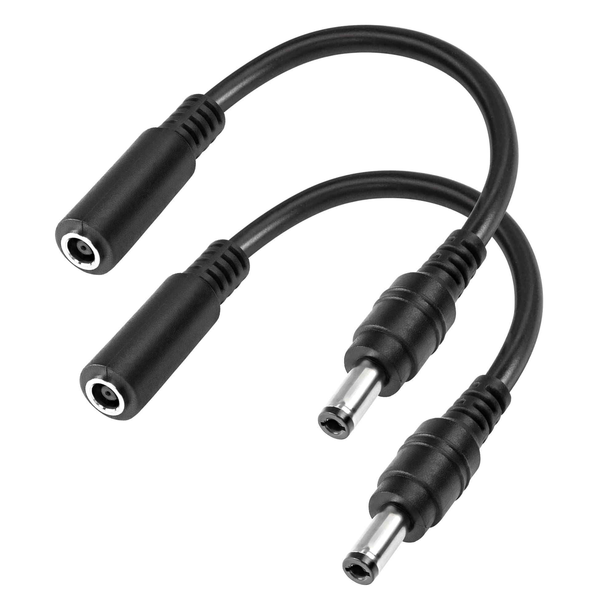 DZYDZR 2 Stücke Adapterkabel DC 2,1/5,5mm Buchse zu 1,35/3,5mm Stecker Konverter Schwarz 22 AWG Kupferdraht