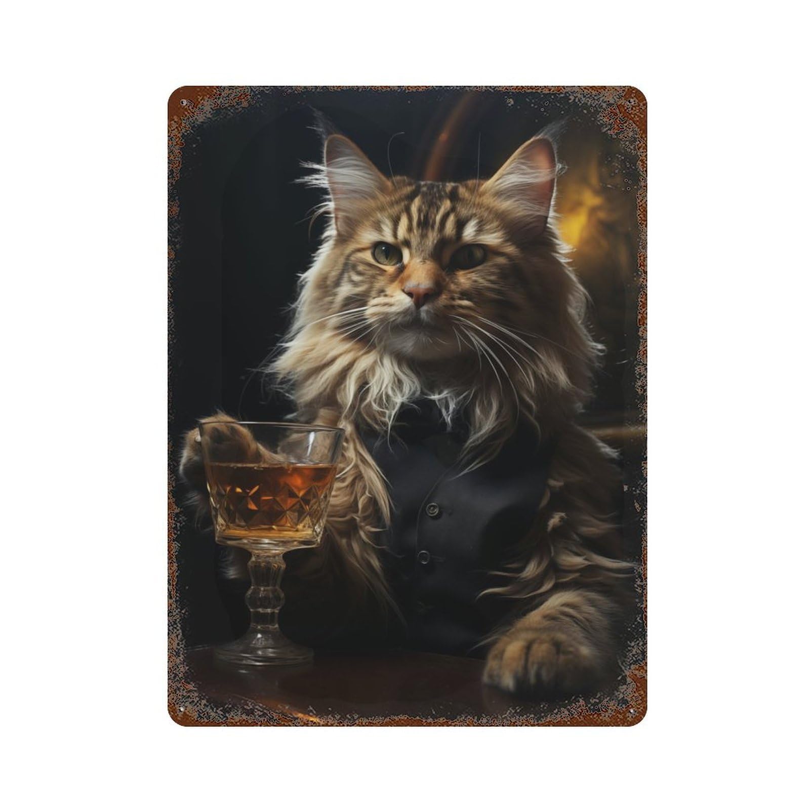 Sophisticated Cat Decorative Tin Sign 15.7"x11.8", Retro Wall Decor for Living Room, Hallway And Home Decor