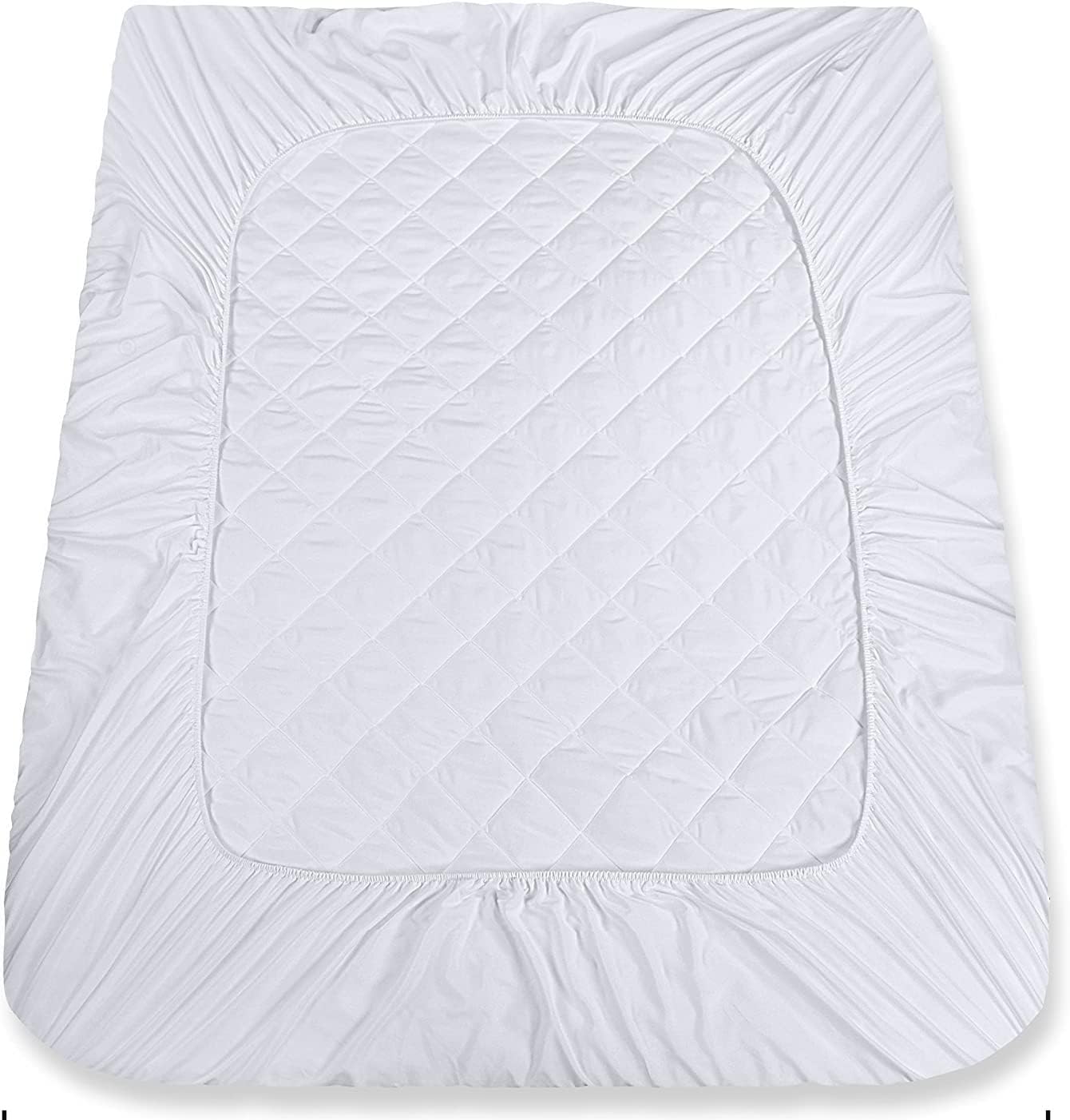 White Quilted Waterproof Cotton Top Cot Mattress Pad