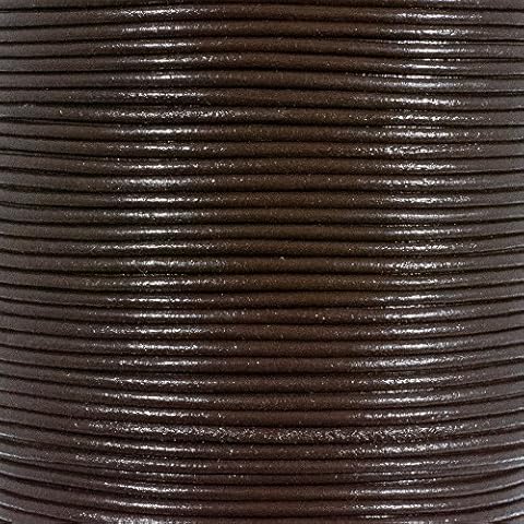 25 Yards of Solid Round 2mm Dark Brown Real and Genuine Leather Cord for use as Braiding String (2mm, Dark Brown) Cover