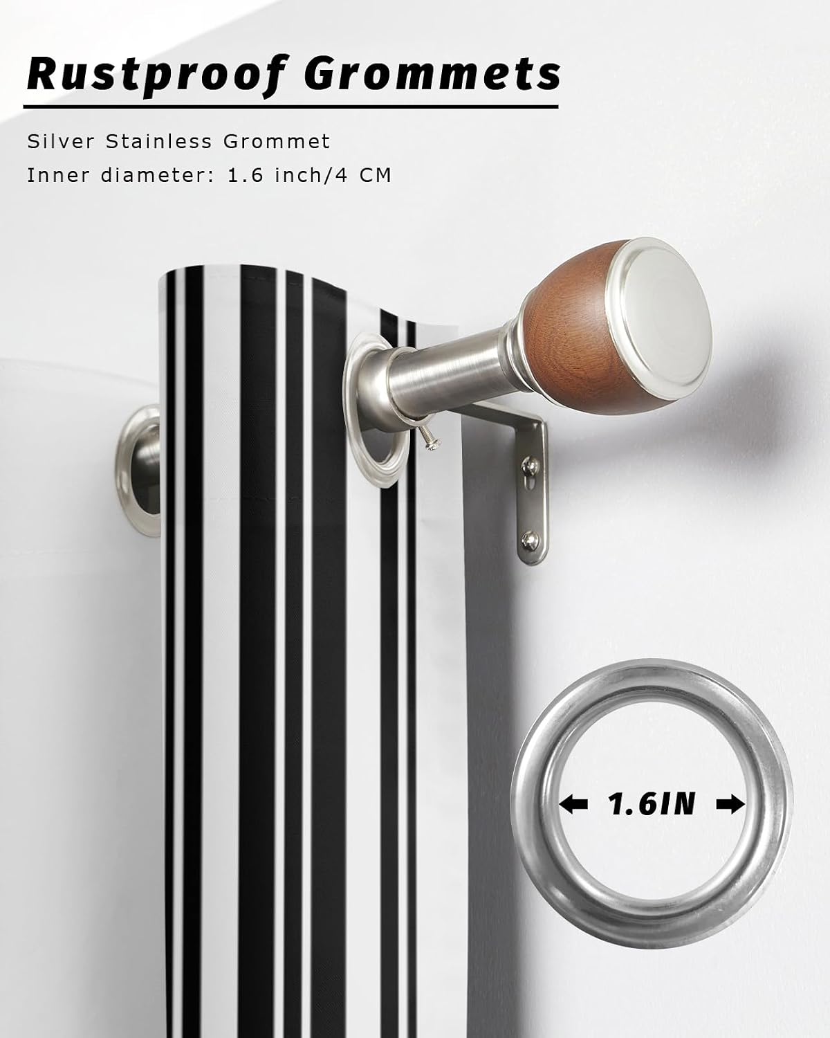 Outdoor Curtains Black Stripes Privacy Waterproof Curtain for Patio Simple Style Indoor/Outdoor Curtain Light Filtering Grommet Outside Curtains Panels for Patio Gazebo Balcony 54 x 84 Inch Set of 2
