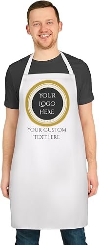 Miniatura 2 de Delantal con logotipo personalizado, nombre personalizado, delantales de fotos para hombres y mujeres, babero de chef ajustable impermeable con,