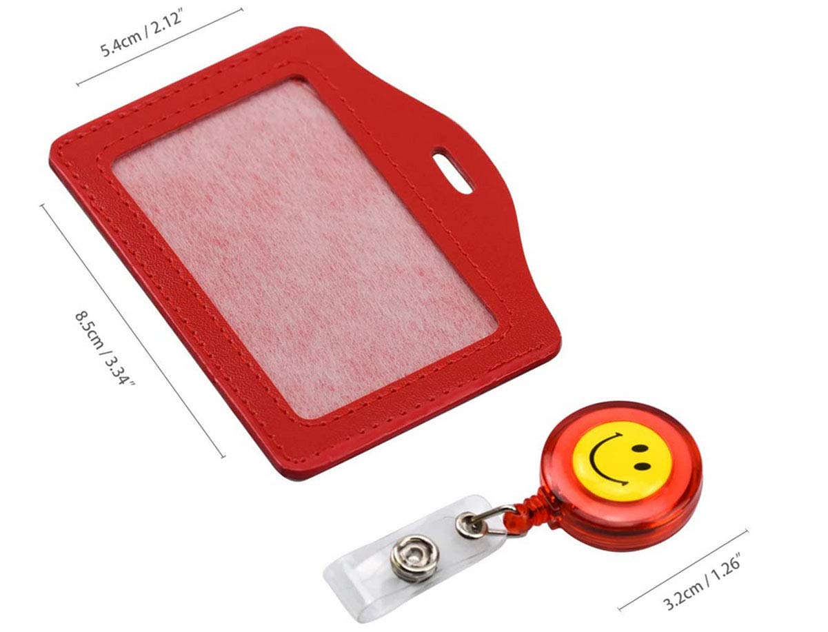 I-Sure 10pcs Multi-color Pu Leather ID Badge Name Card Holder With Retractable ID Badge Reel (Horizontal - View #8