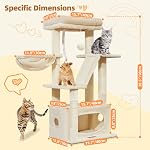 Taoqimiao Cat Tree, Cat Tower for Indoor Cats 38.5Inch=98cm, Suitable for Kittens, with Luxurious Cat Condo, with Adjustable Baskets and Luxurious Perch, Beige MS029SM