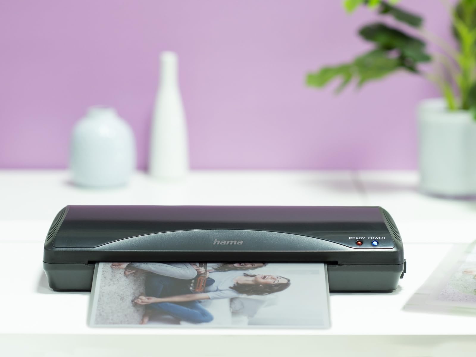 Hama I Plastificadora Home & Office DINA 4 (laminadora caliente y fría con 2 rodillos, 250 mm/Min) Negro