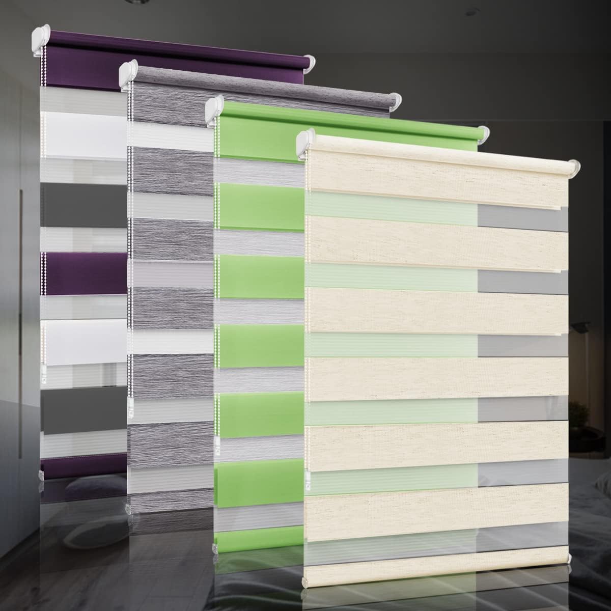 bobodeco Doppelrollo klemmfix ohne Bohren Duo Rollos für Fenster mit Klemmträger, Natur B55 x H130cm (Stoffbreite 55cm), Fensterrollo lichtdurchlässig & verdunkelnd Wandmontage Sichtschutz