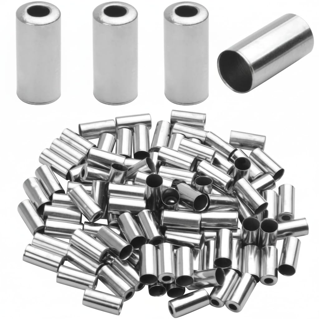 Trifletopia Silver 100Pcs Bike Cable End Caps - Cable Crimps - Metal Brake Cable Tips - Bicycle Wire End Covers For Mountain And Road Bikes (Silver)