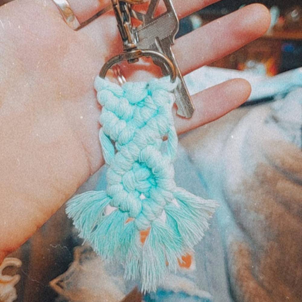 Portachiavi con nappa fatto a mano multicolore bohémien portachiavi a