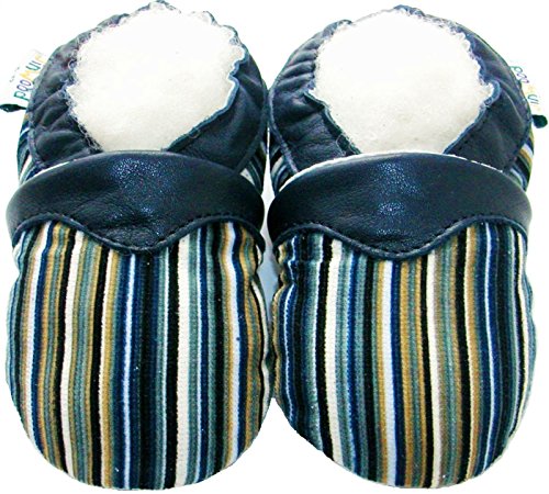 Jinwood Leather Corduroy Baby Shoes Boy Girl Infant Children Kid Toddler First Walk Gift Stripe navy (0-6month, navy)