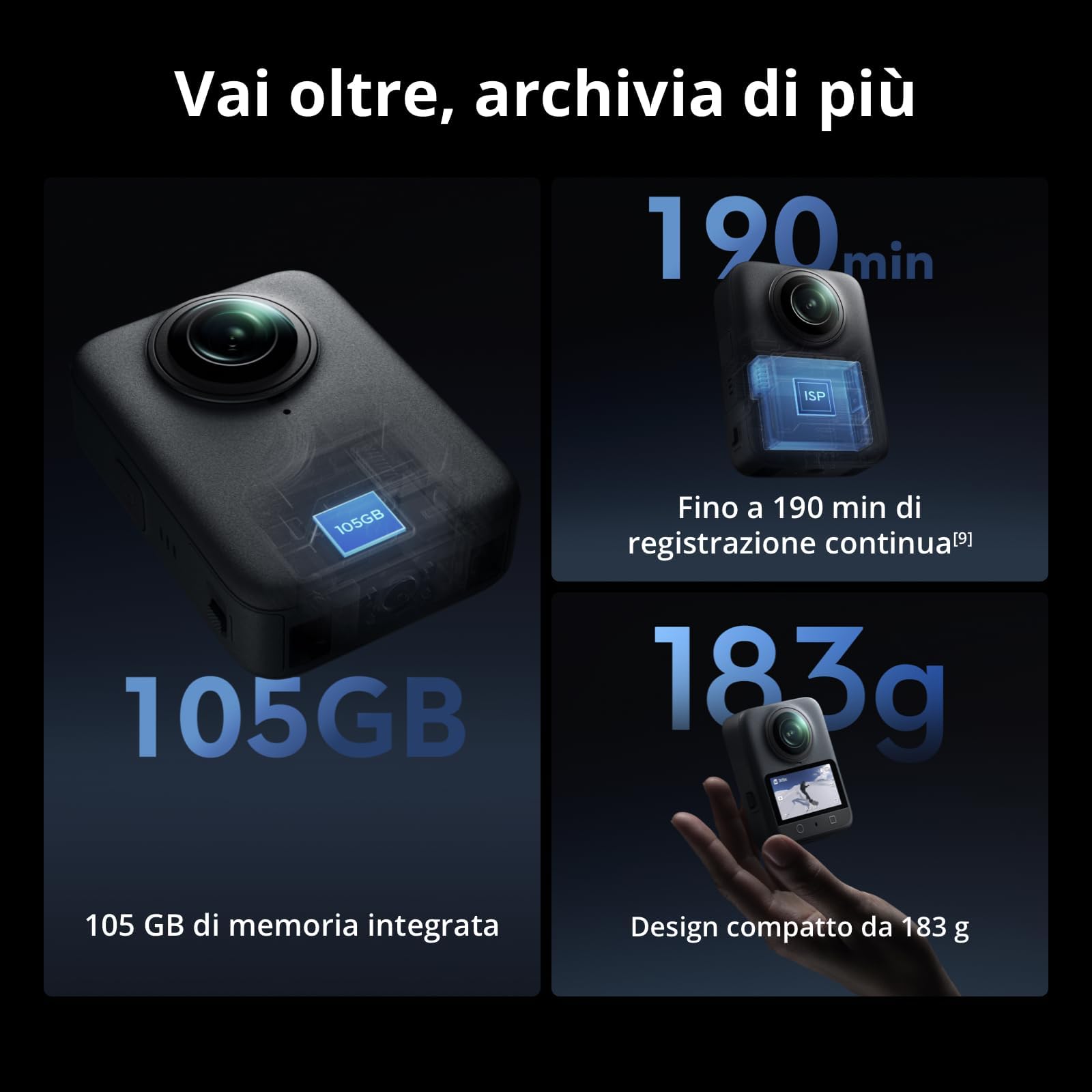 DJI Osmo 360 Standard Bundle per Sport Acquatici – Fotocamera 360° 8K con sensore da 1 pollice, custodia impermeabile, impugnatura galleggiante, foto da 120 MP, action cam per sport, vlog