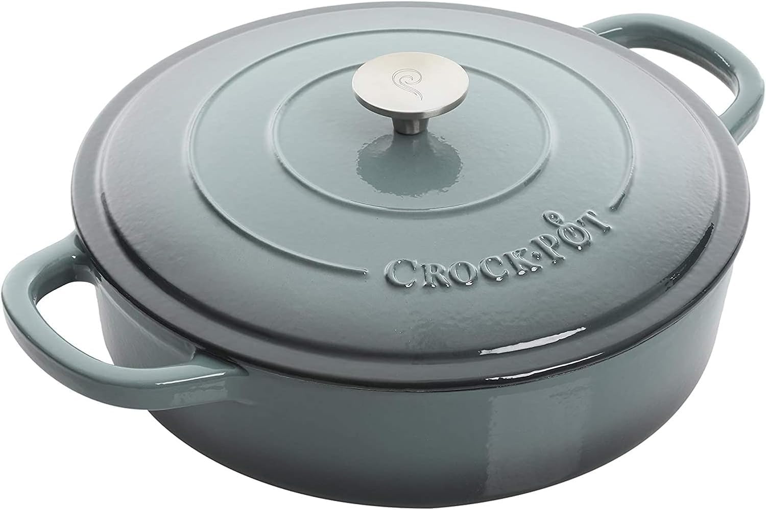 5 Quart Enameled Cast Iron Braiser Pan with Lid – Round Slate Grey Dutch Oven for Slow Cooking, Baking & Roasting – Oven Safe, Self-Basting Lid, Even Heat Retention (Grey)
