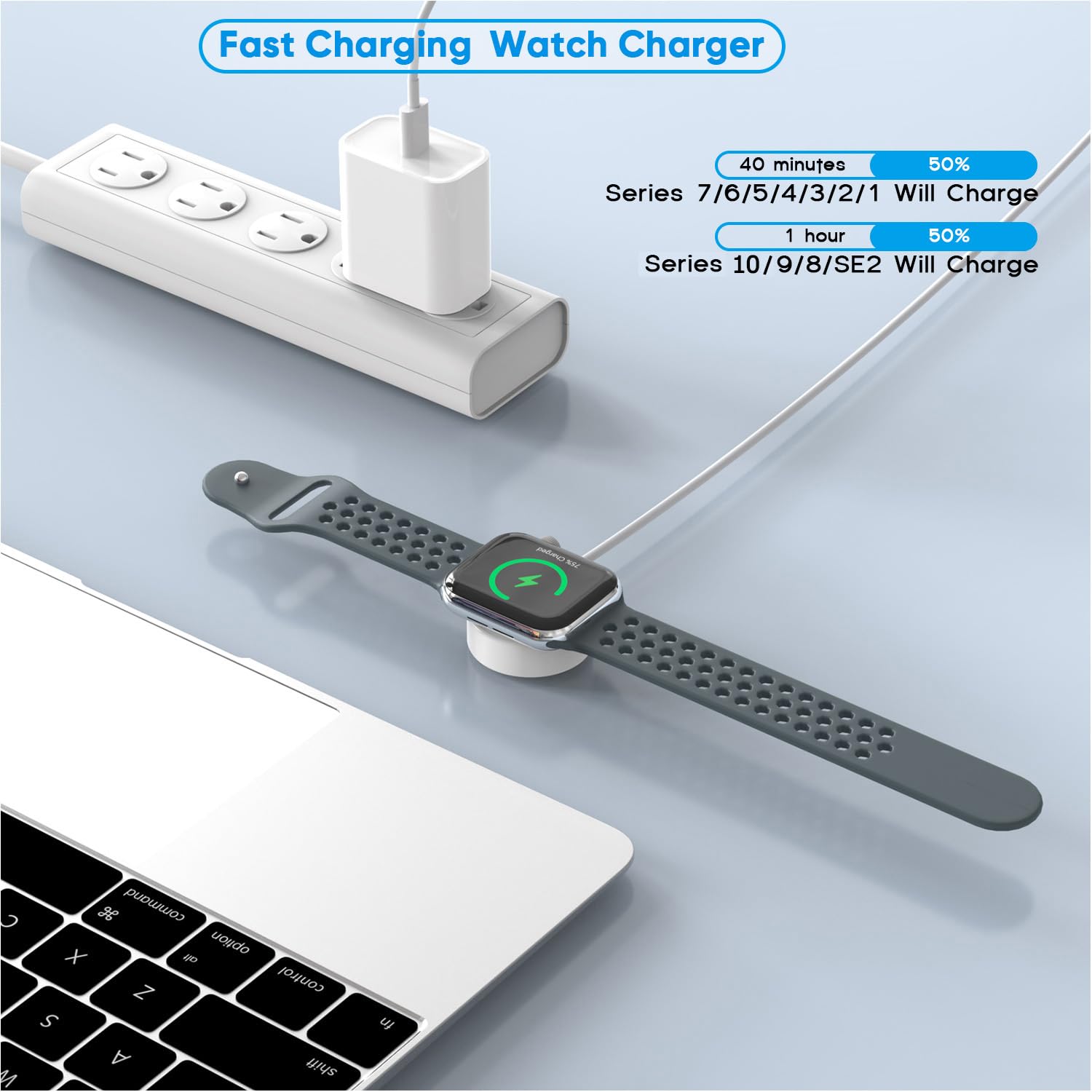 for Apple Watch Charger Fast Charging,USB C Wireless iWatch Charger,2Pack Power Delivery USB C Fast Charging Block with 6.6FT Magnetic Wireless Watch Cable for Series 10/9/8/7/6/SE/SE2/5/4/3/2/1/Ultra